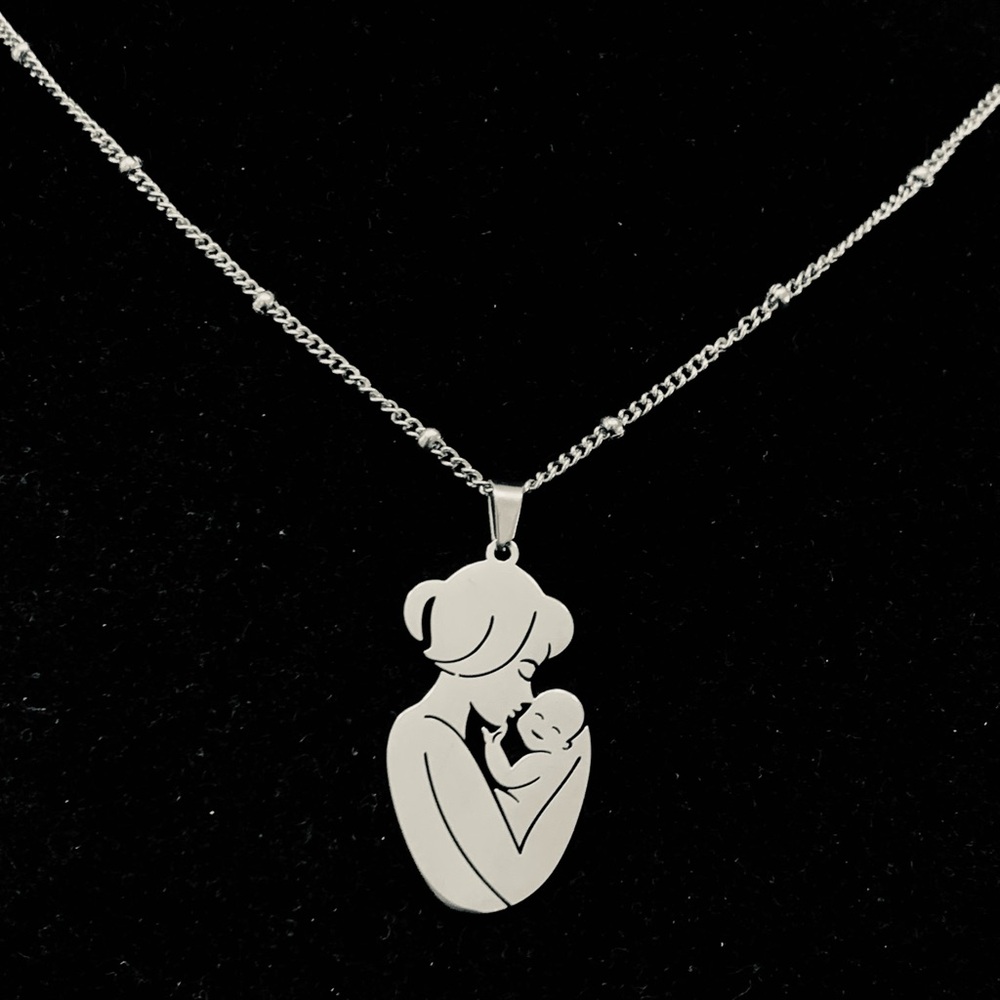 Mom and Baby stainless steel chain necklace - Picture 3 of 5